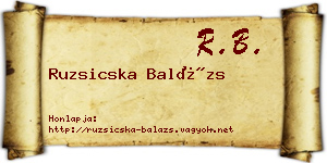 Ruzsicska Balázs névjegykártya