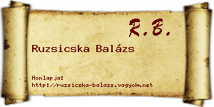 Ruzsicska Balázs névjegykártya